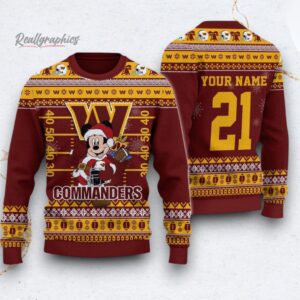 custom nfl washington commanders mickey mouse santa ugly christmas sweater 1 dgnm7w