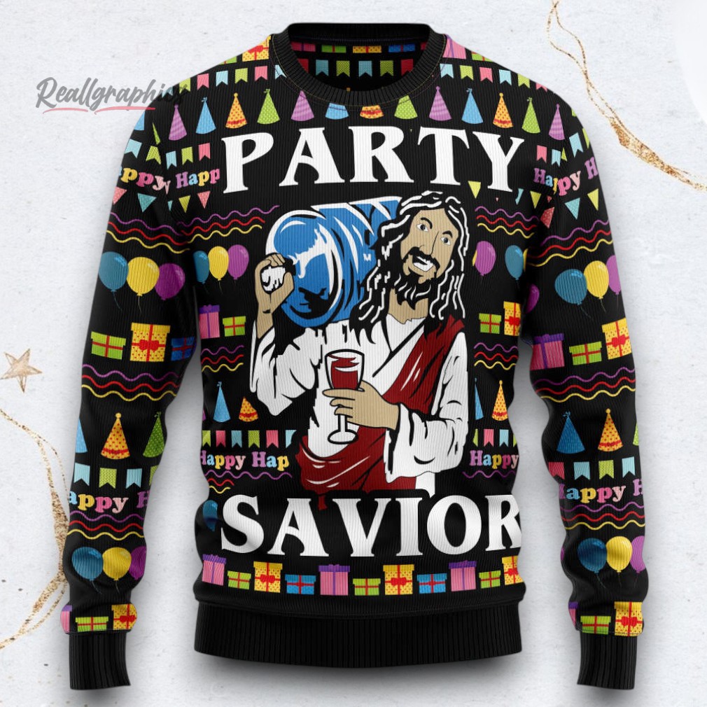 jesus s party ugly christmas sweater best gift for christmas 2 reh1qj