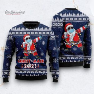 merry christ mask santa claus ugly christmas sweater 2 vjutu8