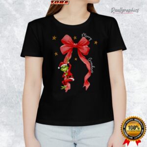 merry greenmas coquette christmas bow grinch santa shirt 1 nhr5dd