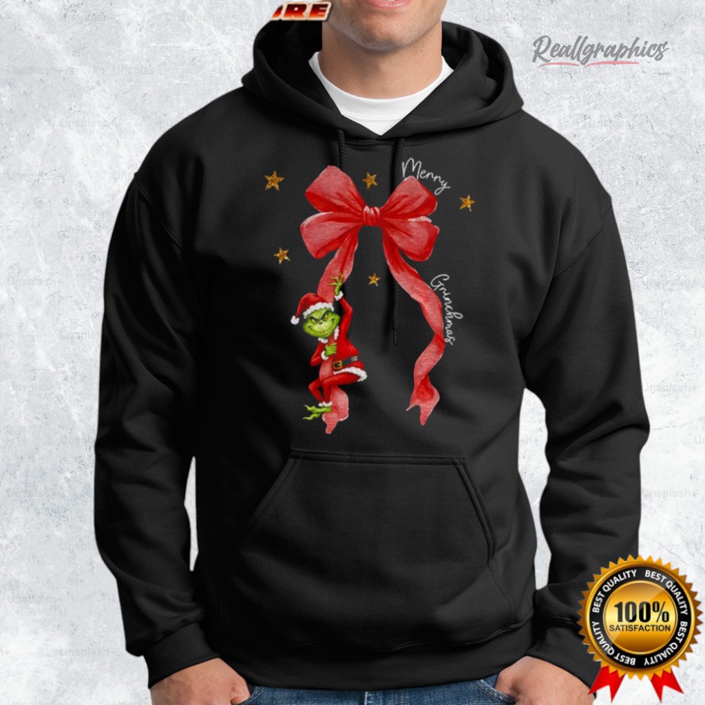 merry greenmas coquette christmas bow grinch santa shirt 2 vrudfj