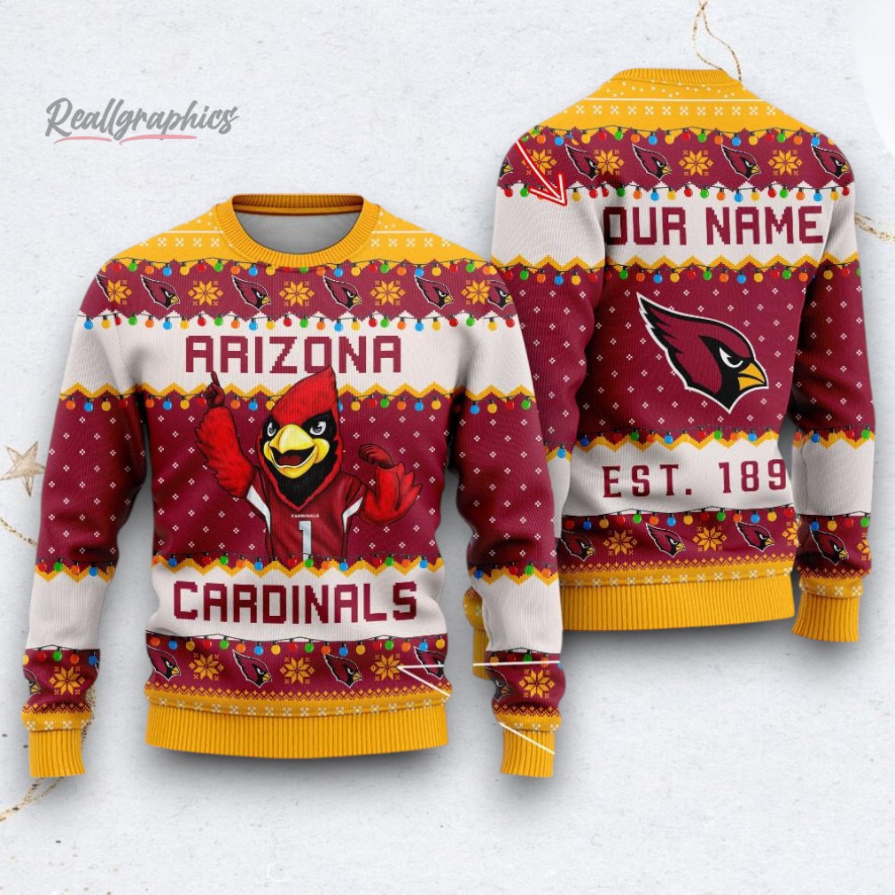 NFL Arizona Cardinals Cute Mascot Custom Ugly Christmas Sweater NFL Arizona Cardinals Cute Mascot Custom Ugly Christmas Sweater