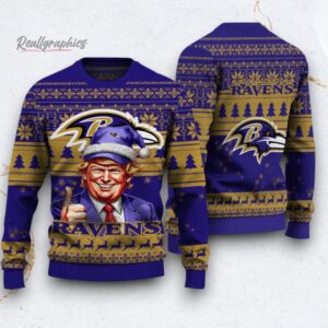 nfl baltimore raens donald trump ugly christmas sweater 1 inqjr6