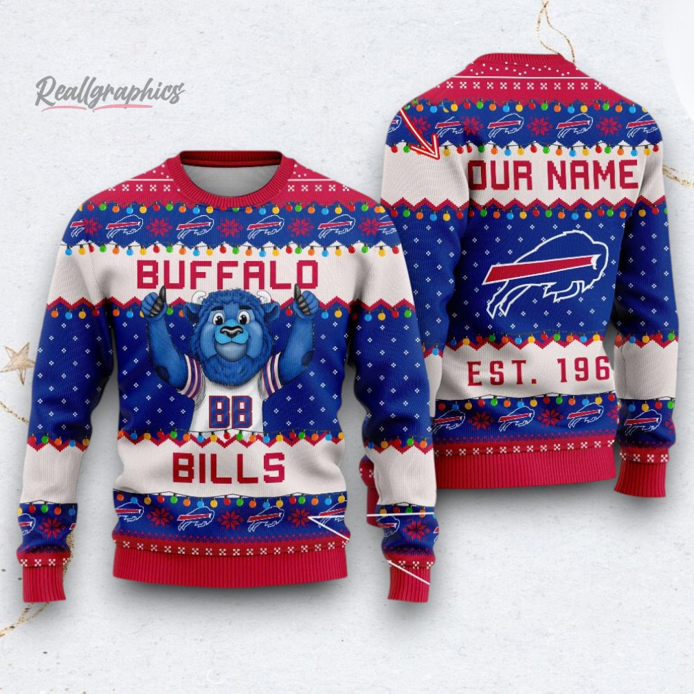 NFL Buffalo Bills Cute Mascot Custom Ugly Christmas Sweater NFL Buffalo Bills Cute Mascot Custom Ugly Christmas Sweater
