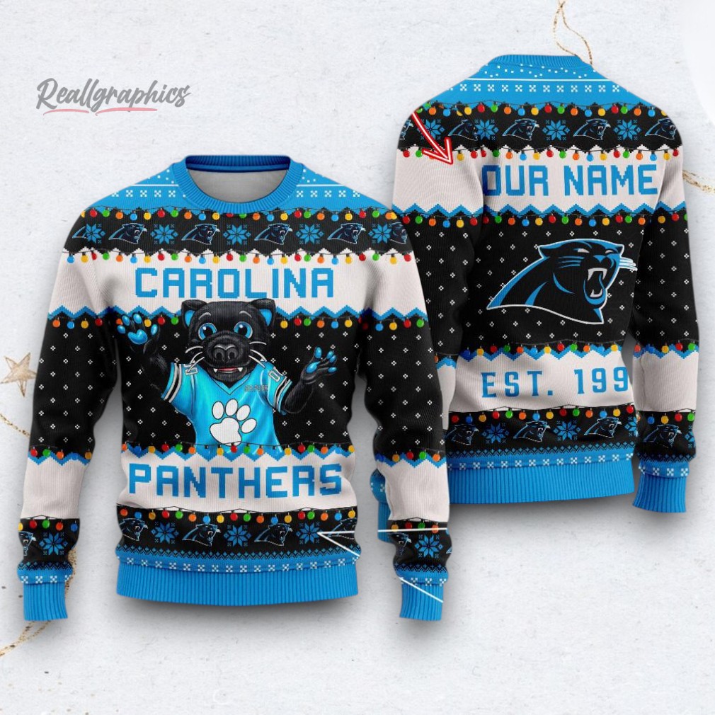 NFL Carolina Panthers Cute Mascot Custom Ugly Christmas Sweater NFL Carolina Panthers Cute Mascot Custom Ugly Christmas Sweater