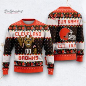 nfl cleeland browns cute mascot custom ugly christmas sweater 1 q4bc5m