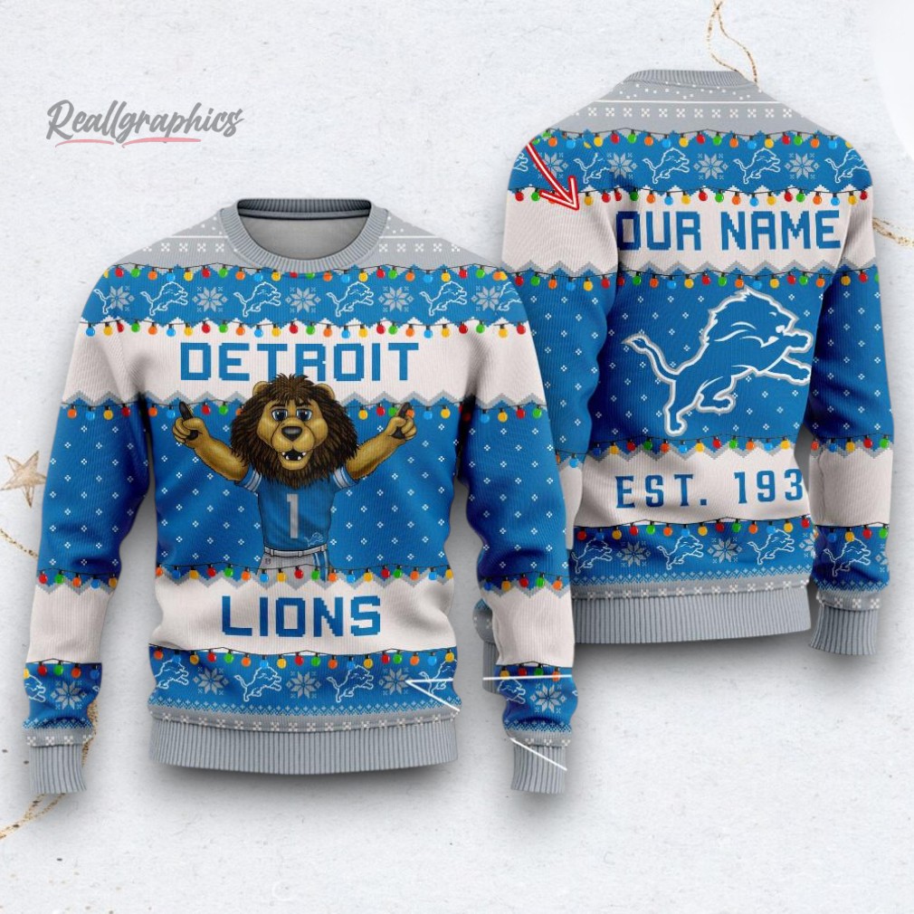 NFL Detroit Lions Cute Mascot Custom Ugly Christmas Sweater NFL Detroit Lions Cute Mascot Custom Ugly Christmas Sweater