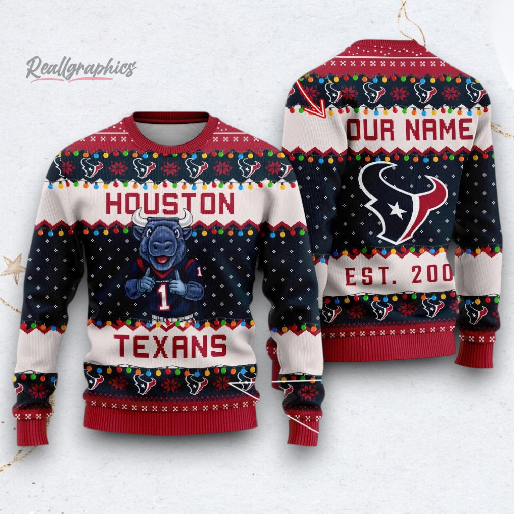 NFL Houston Texans Cute Mascot Custom Ugly Christmas Sweater NFL Houston Texans Cute Mascot Custom Ugly Christmas Sweater