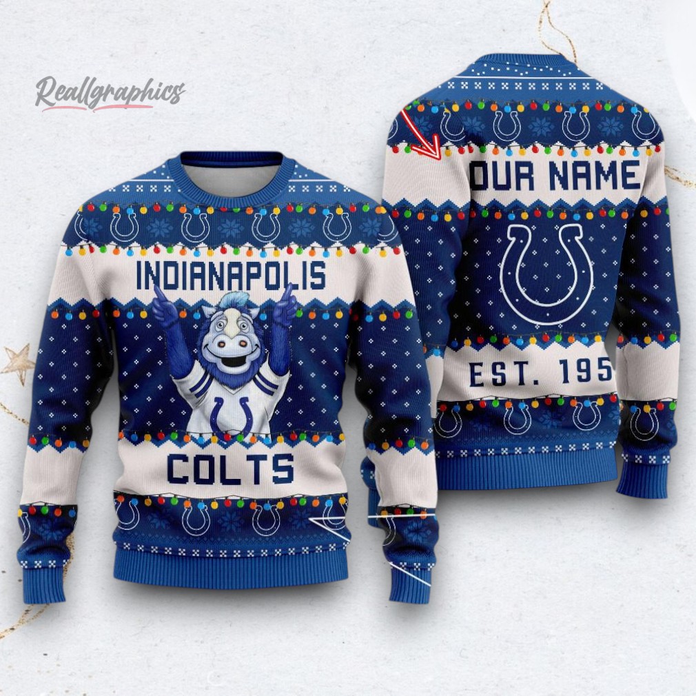 NFL Indianapolis Colts Cute Mascot Custom Ugly Christmas Sweater NFL Indianapolis Colts Cute Mascot Custom Ugly Christmas Sweater