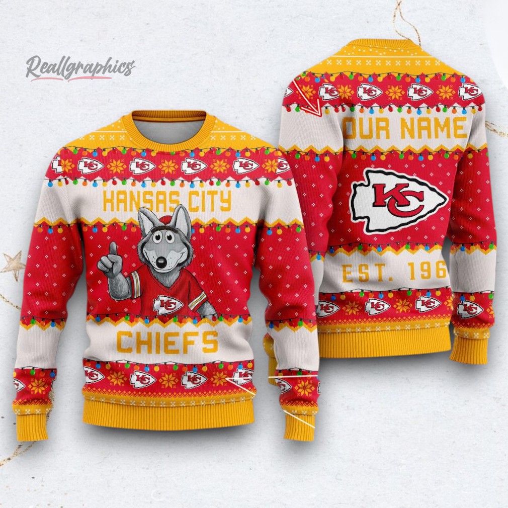 NFL Kansas City Chiefs Cute Mascot Custom Ugly Christmas Sweater NFL Kansas City Chiefs Cute Mascot Custom Ugly Christmas Sweater