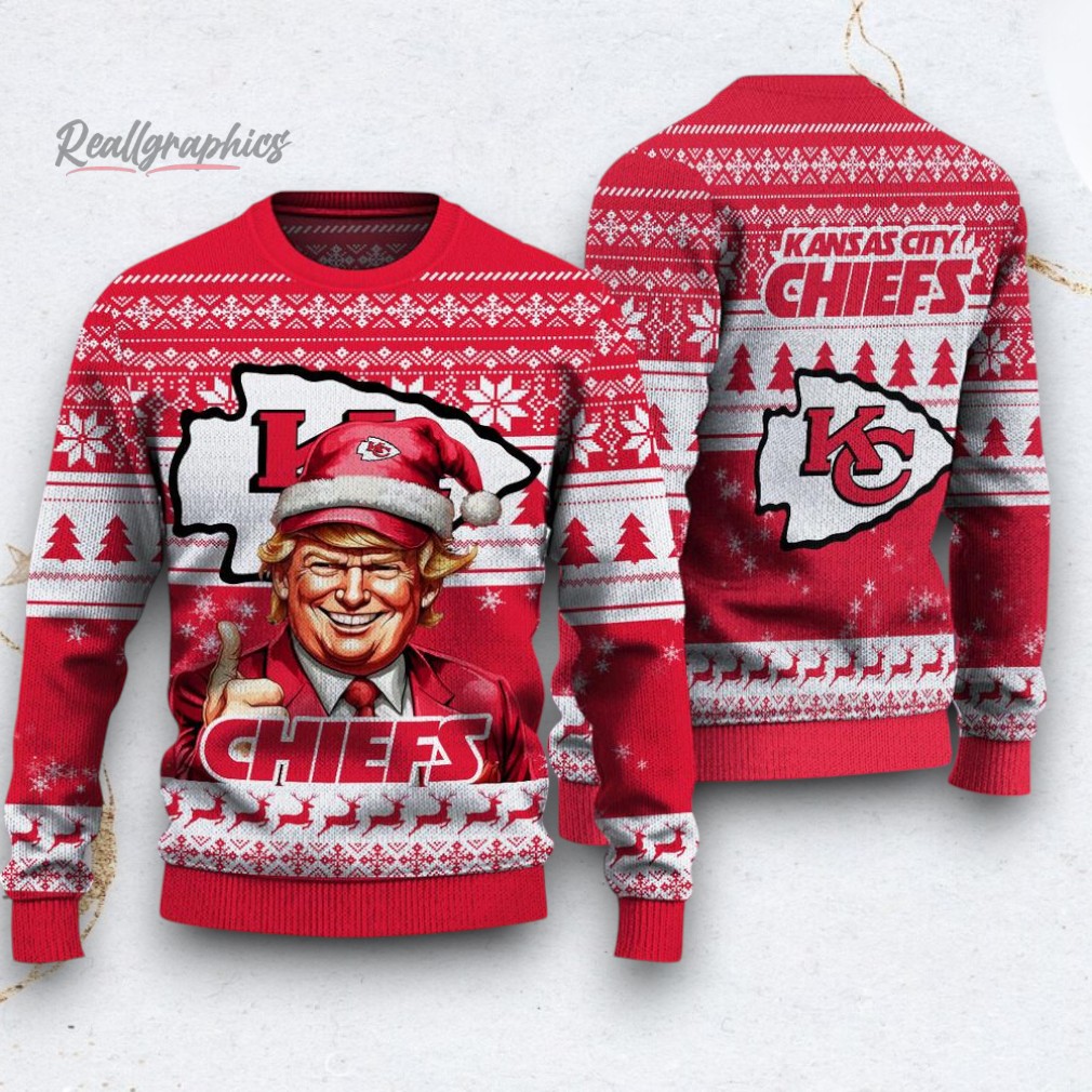NFL Kansas City Chiefs Donald Trump Ugly Christmas Sweater NFL Kansas City Chiefs Donald Trump Ugly Christmas Sweater