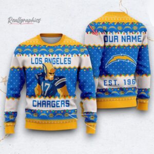 nfl los angeles chargers cute mascot custom ugly christmas sweater 1 ghv6mk