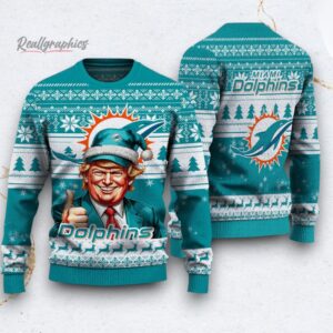 nfl miami dolphins donald trump ugly christmas sweater 1 pb8aoq
