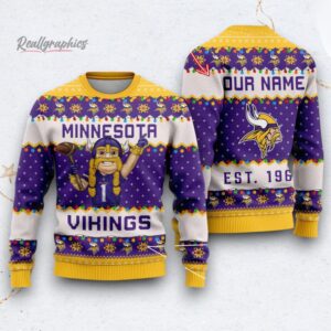 nfl minnesota vikings cute mascot custom ugly christmas sweater 1 oyz2vm