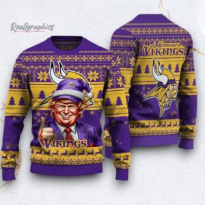 nfl minnesota vikings donald trump ugly christmas sweater 1 gzzwxn