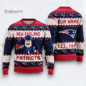 nfl new england patriots cute mascot custom ugly christmas sweater 1 fq6zuh