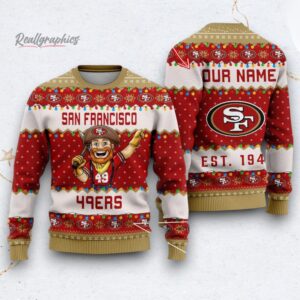 nfl san francisco 49ers cute mascot custom ugly christmas sweater 1 jj1qw7