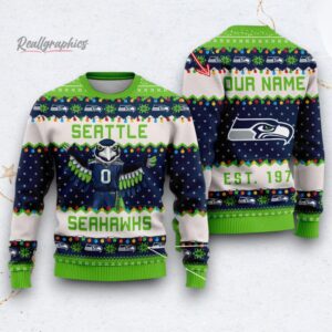 nfl seattle seahawks cute mascot custom ugly christmas sweater 1 ggu9sg