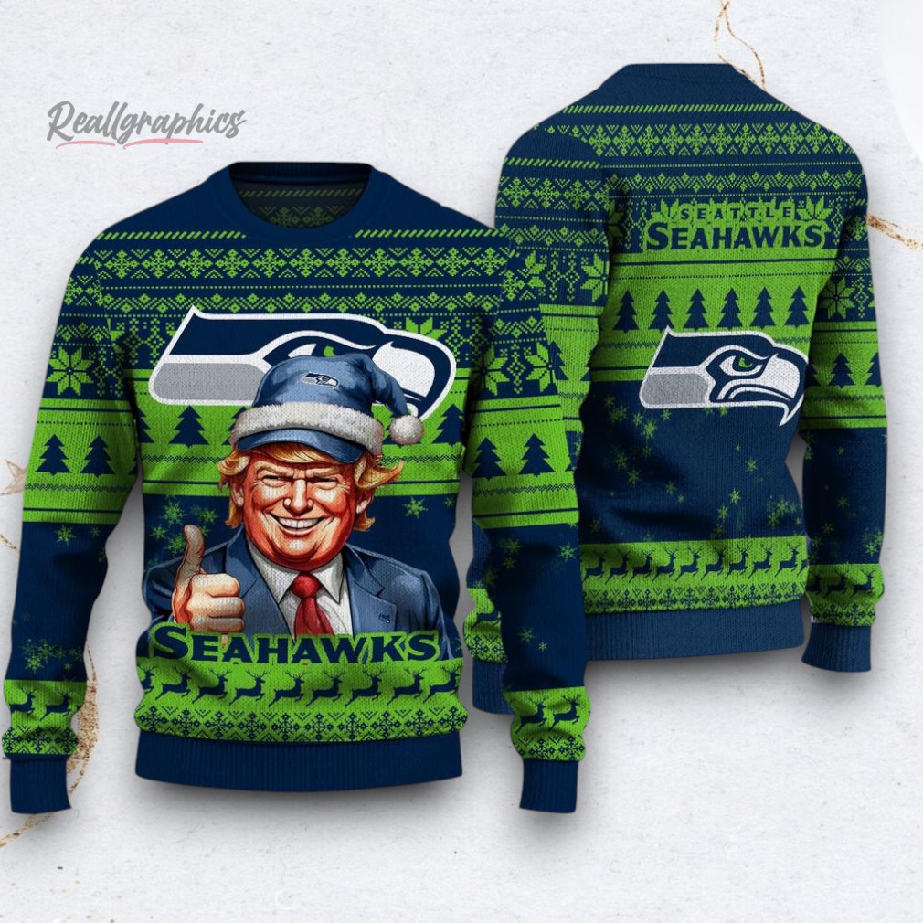 NFL Seattle Seahawks Donald Trump Ugly Christmas Sweater NFL Seattle Seahawks Donald Trump Ugly Christmas Sweater