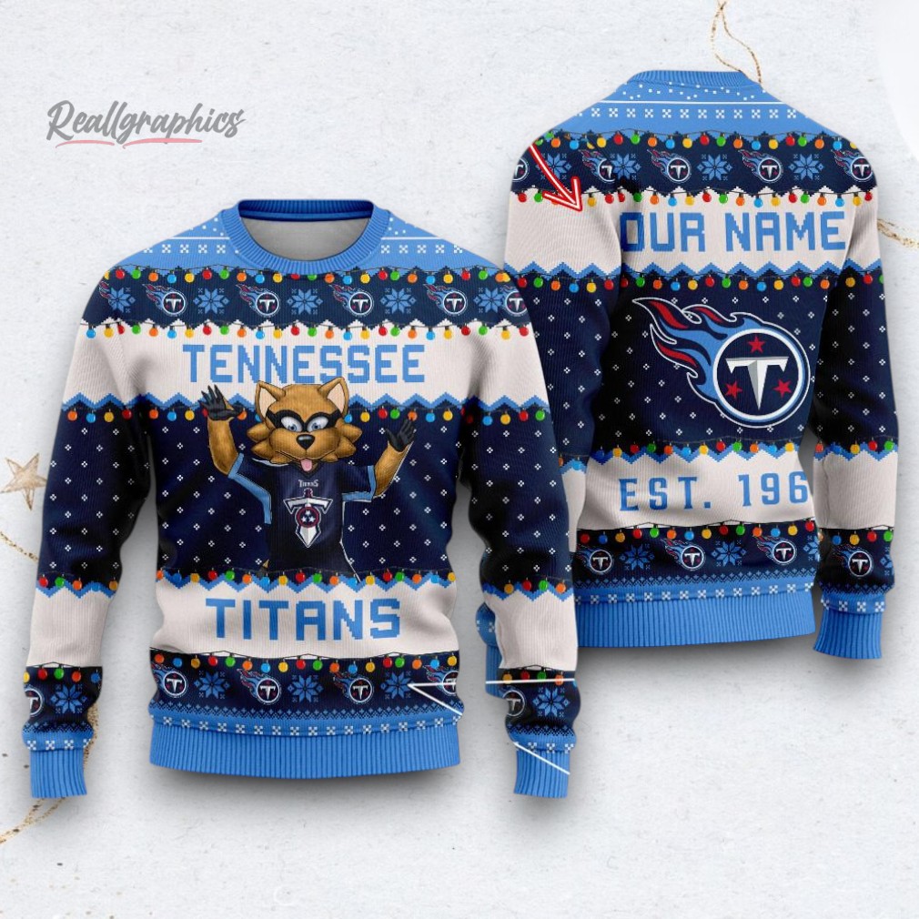 NFL Tennessee Titans Cute Mascot Custom Ugly Christmas Sweater NFL Tennessee Titans Cute Mascot Custom Ugly Christmas Sweater