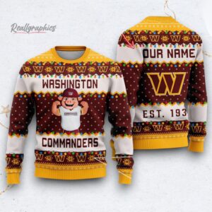 nfl washington commanders cute mascot custom ugly christmas sweater 1 ppsumc