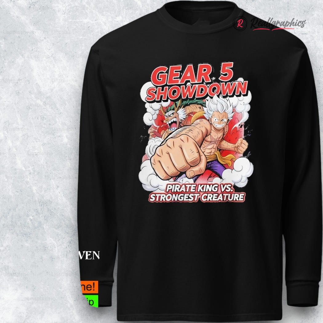 One Piece Gear 5 Showdown Luffy Vs Kaido Pirate King Vs Strongest Creature Shirt One Piece Gear 5 Showdown Luffy Vs Kaido Pirate King Vs Strongest Creature Shirt