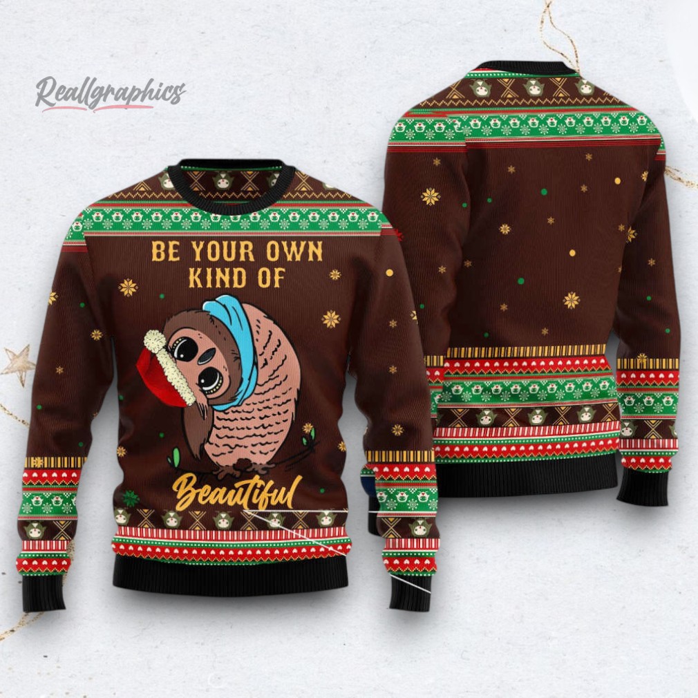 owl beautiful ugly christmas sweater signature 2 yj741k