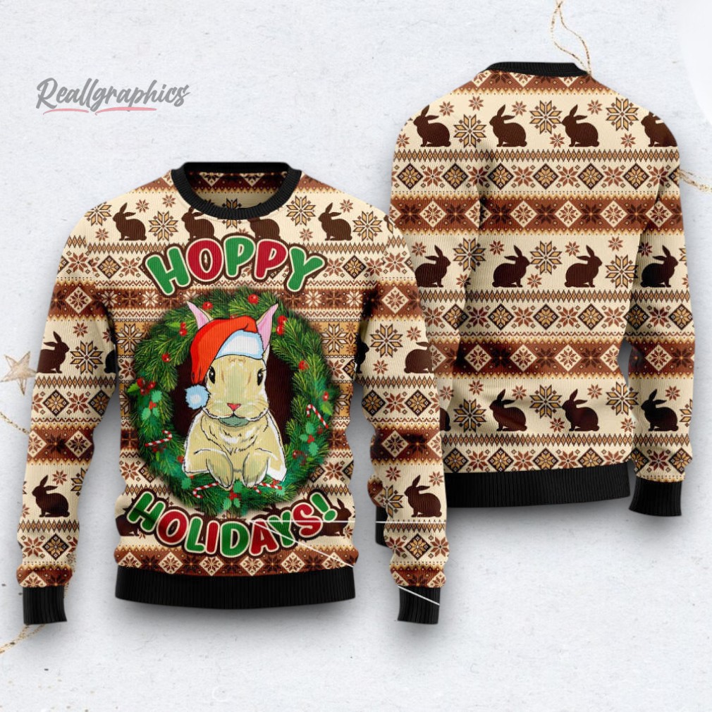 rabbit happy holidays ugly christmas sweater 2 s3mz2k