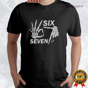 six seen 6 7 meme funny skeleton hands halloween bones shirt 4 stlmws