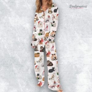 12 cats of christmas satin pajama set for women 1 jooe6u