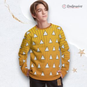 agatsuma zenitsu pattern ugly sweater demon slayer anime cosplay christmas gift 1 mgp1q0