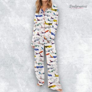 airline aircraft satin pajama set 1 khlxyc