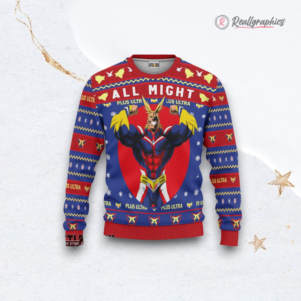 all might ugly sweater custom my hero academia sweatshirt 2 wtukel