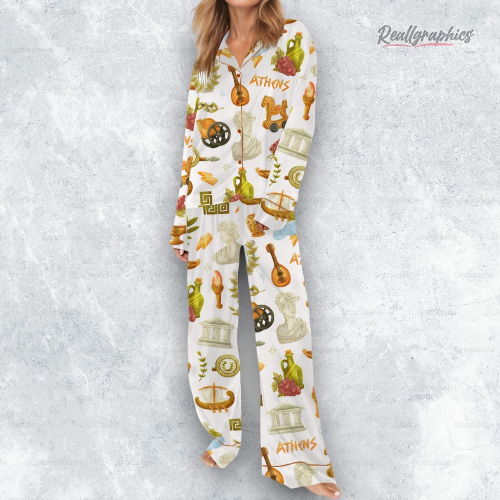 Antique Greece Satin Pajama Set Antique Greece Satin Pajama Set