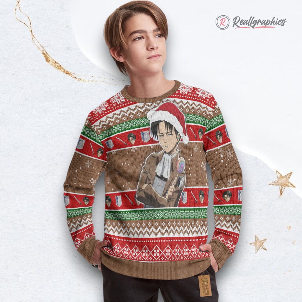 Attack On Titan Sweatshirt Levi Ackerman Xmas Ugly Sweater Attack On Titan Sweatshirt Levi Ackerman Xmas Ugly Sweater