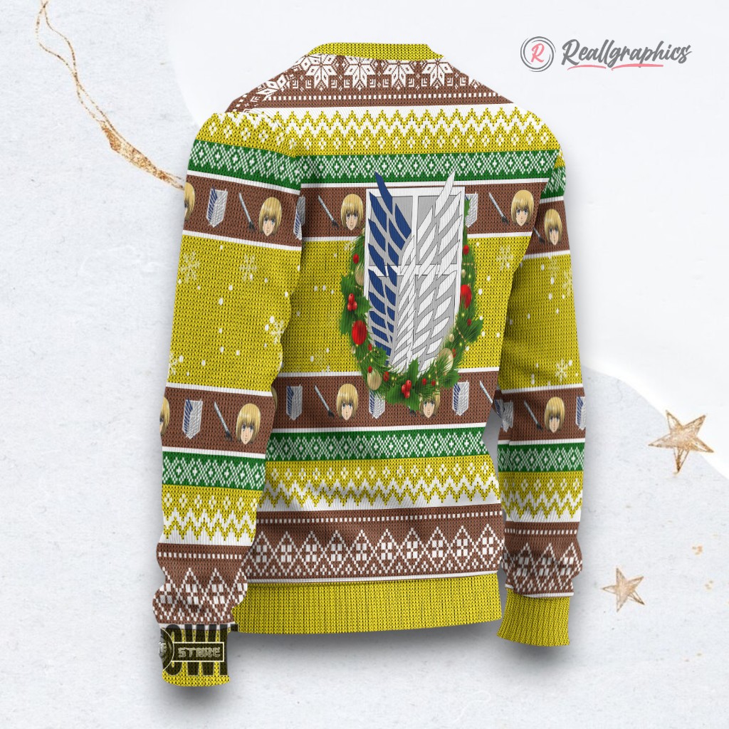 attack on titan ugly christmas sweater armin arlert custom anime sweatshirt 2 bi4ka8