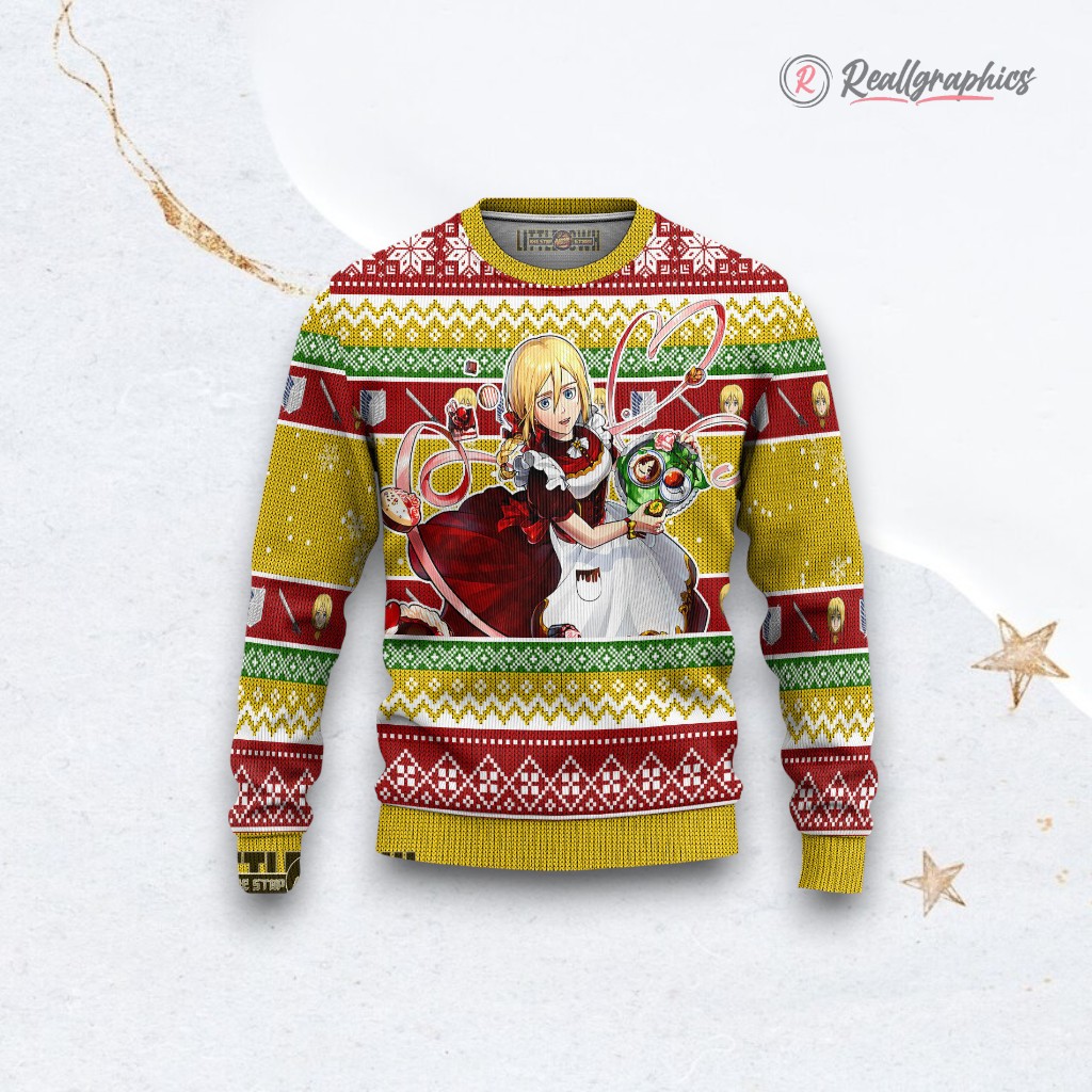Attack On Titan Ugly Christmas Sweater Historia Reiss Custom Anime Sweatshirt Attack On Titan Ugly Christmas Sweater Historia Reiss Custom Anime Sweatshirt