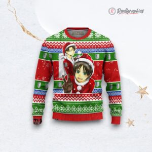 attack on titan ugly christmas sweater lei x eren custom anime sweatshirt 1 avu7jb