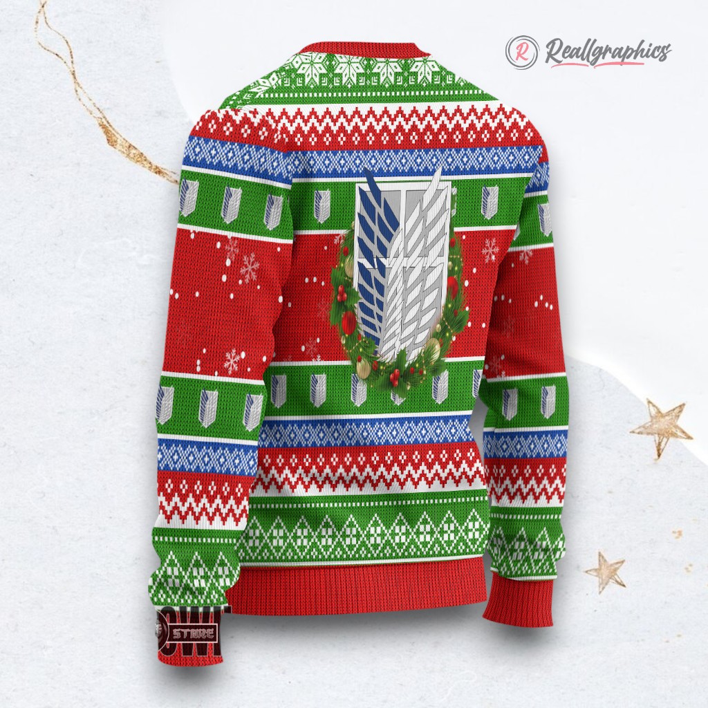attack on titan ugly christmas sweater lei x eren custom anime sweatshirt 2 i3wsmr