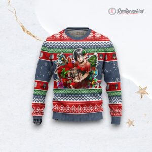 attack on titan ugly christmas sweater mikasa ackerman custom anime sweatshirt 1 vxourq