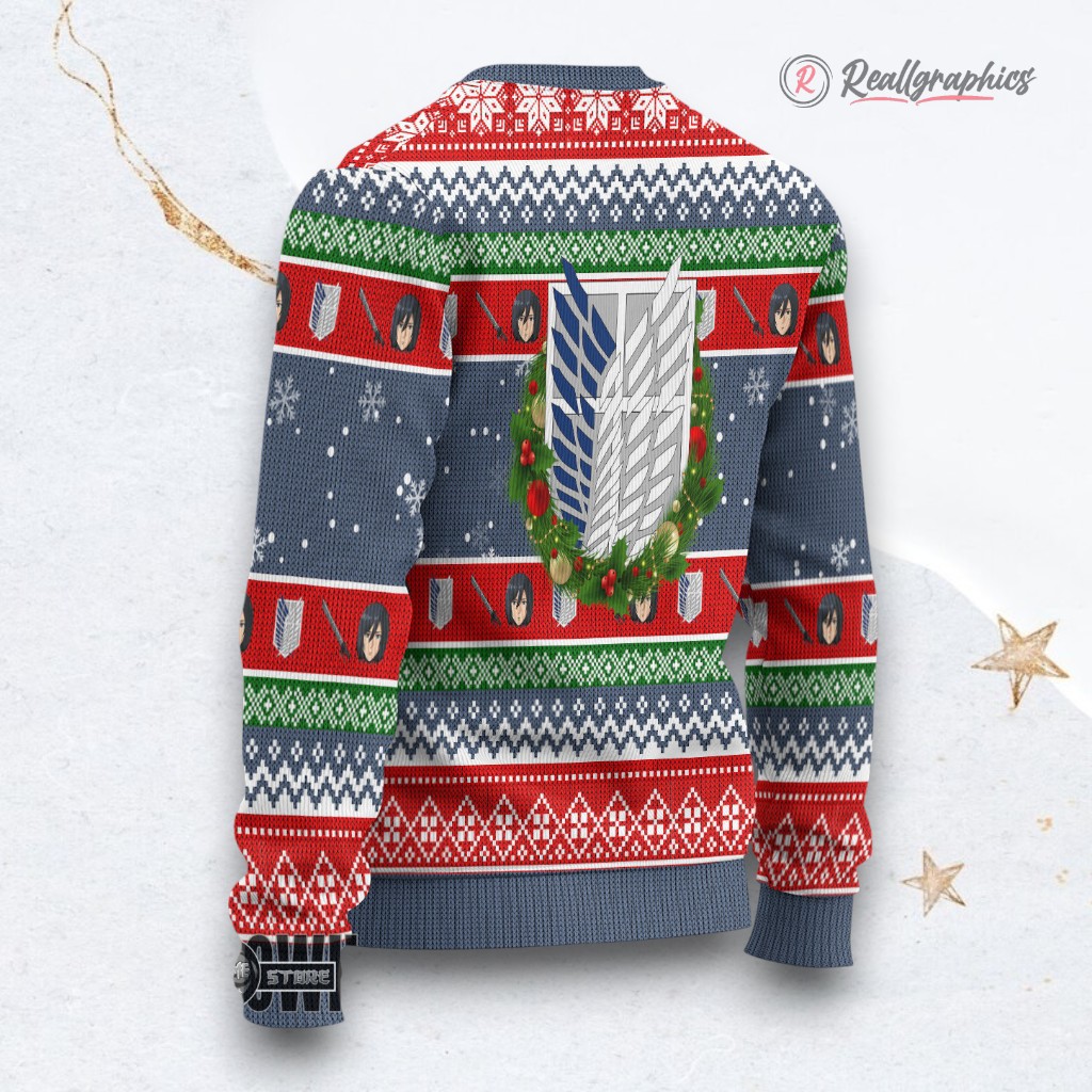 attack on titan ugly christmas sweater mikasa ackerman custom anime sweatshirt 2 aj6lav
