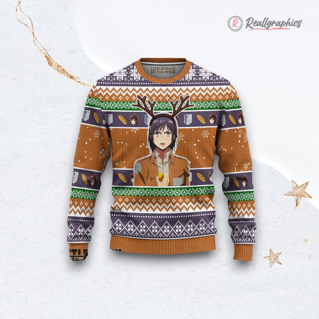 Attack On Titan Ugly Christmas Sweater Sasha Blouse Custom Anime Sweatshirt Attack On Titan Ugly Christmas Sweater Sasha Blouse Custom Anime Sweatshirt