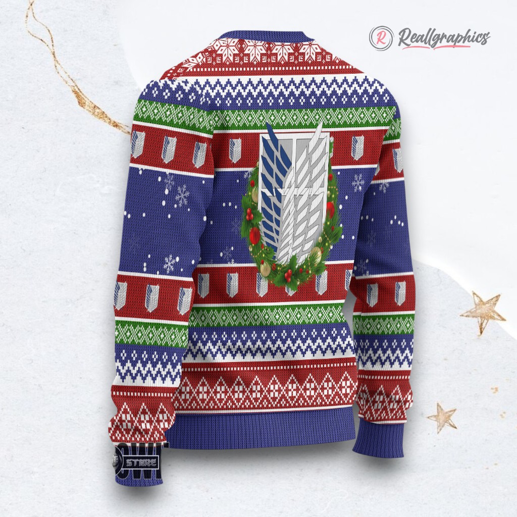attack on titan ugly christmas sweater scout regiment custom anime sweatshirt 2 wloysc