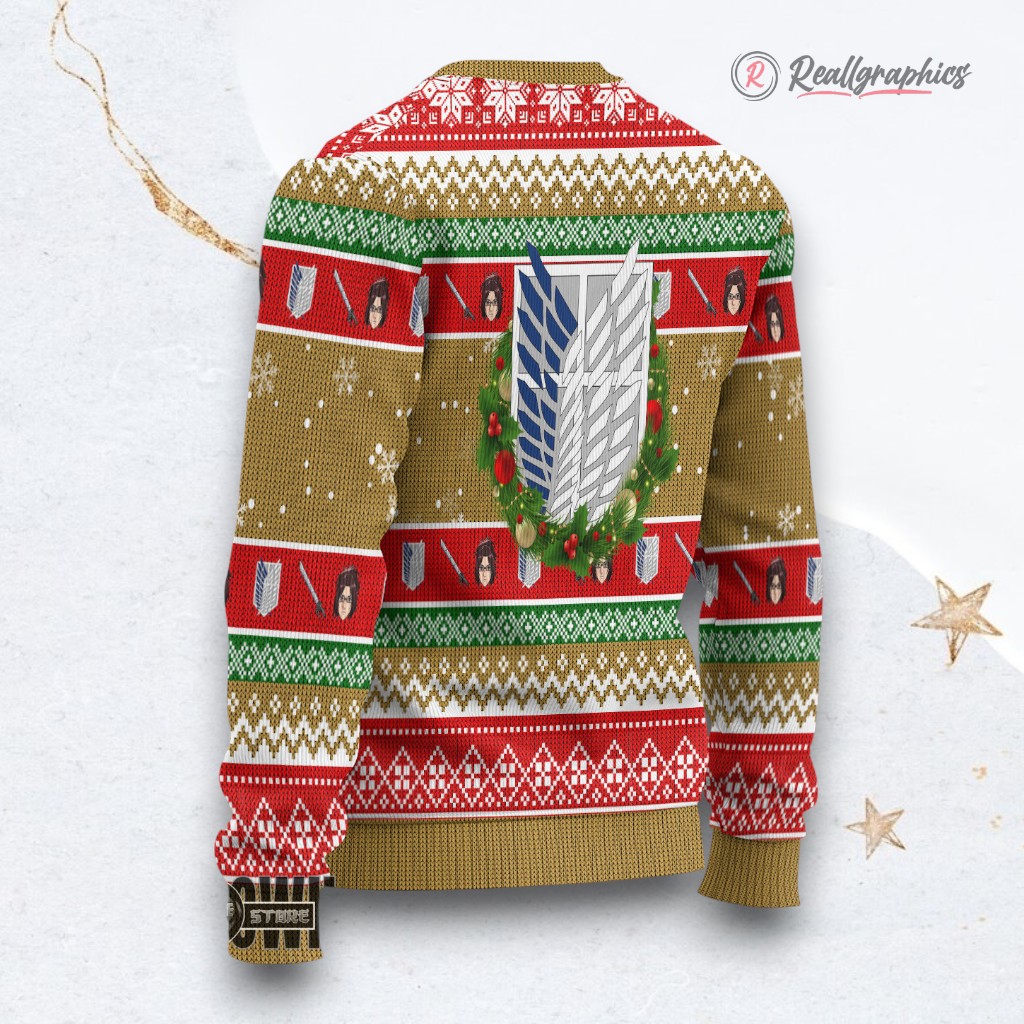 attack on titan ugly christmas sweater zoe hange custom anime sweatshirt 2 h5illw