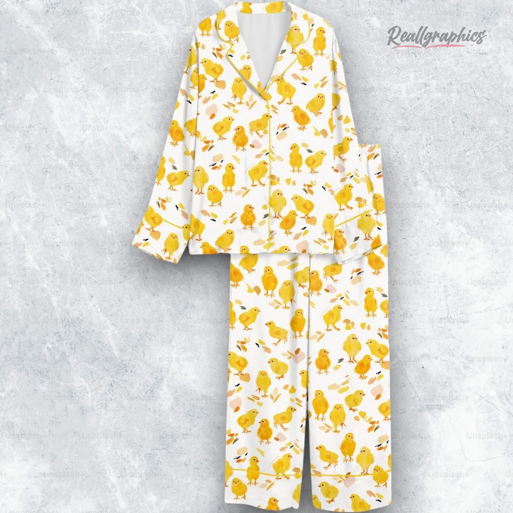 Baby Chickens Cute Animals Satin Pajama Set Baby Chickens Cute Animals Satin Pajama Set