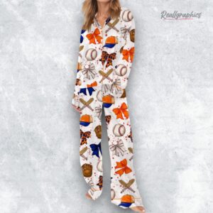 baseball coquette bow satin pajama set 1 yfgwb7