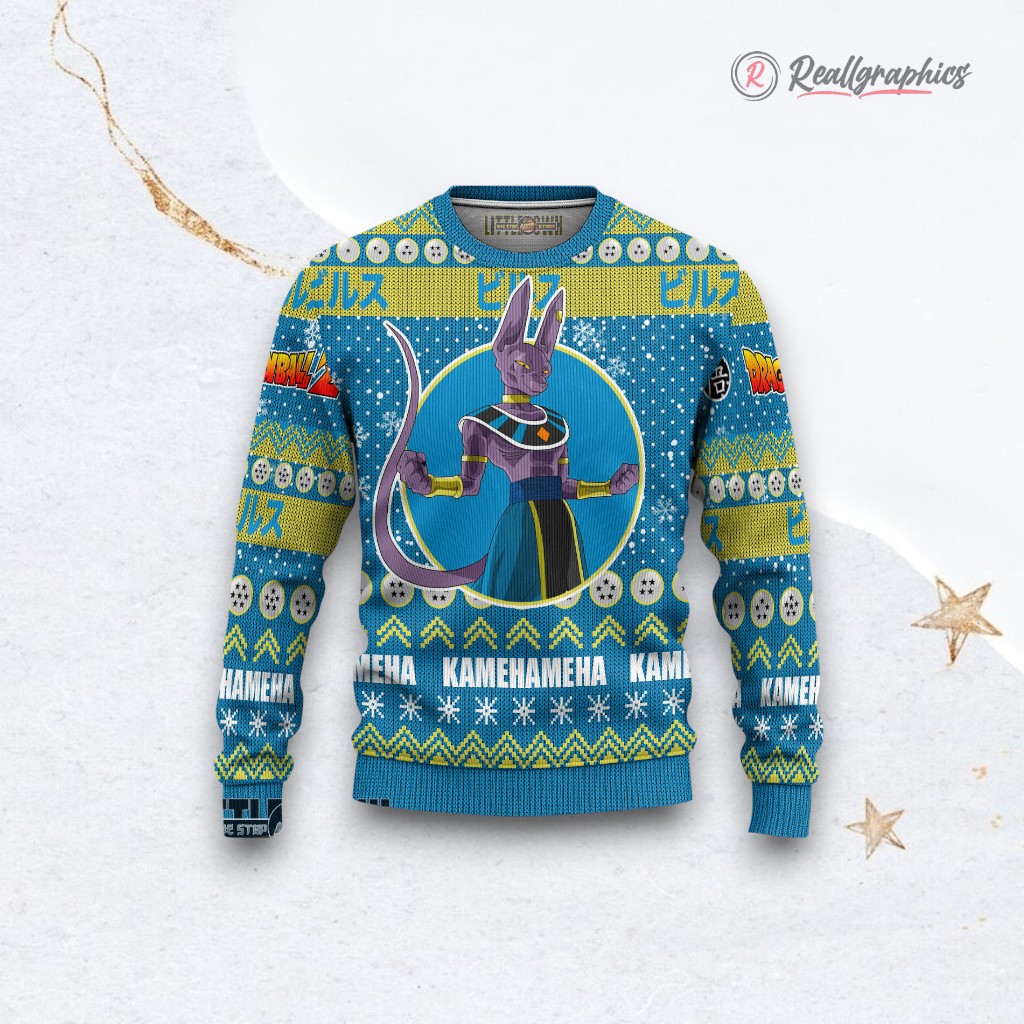 Beerus Ugly Sweater Dragon Ball Z Xmas Ugly Sweatshirt, Sweater Beerus Ugly Sweater Dragon Ball Z Xmas Ugly Sweatshirt, Sweater