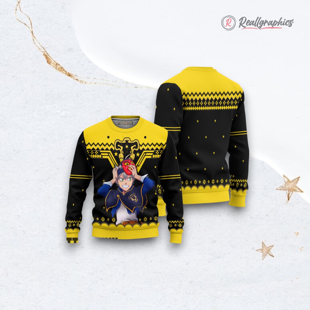 black cloer asta anime christmas ugly sweater anime xmas gift ideas 3 lwml5h