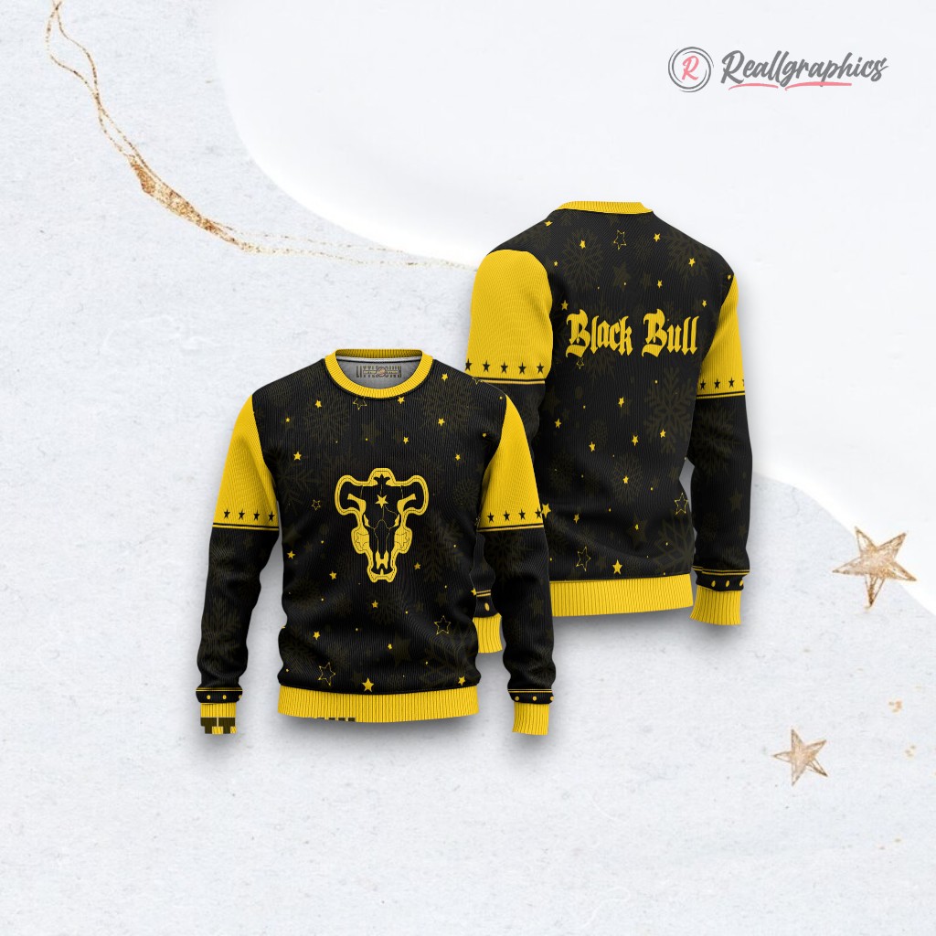 Black Clover Black Bull Anime Christmas Ugly Sweater Anime Xmas Gift Ideas Black Clover Black Bull Anime Christmas Ugly Sweater Anime Xmas Gift Ideas