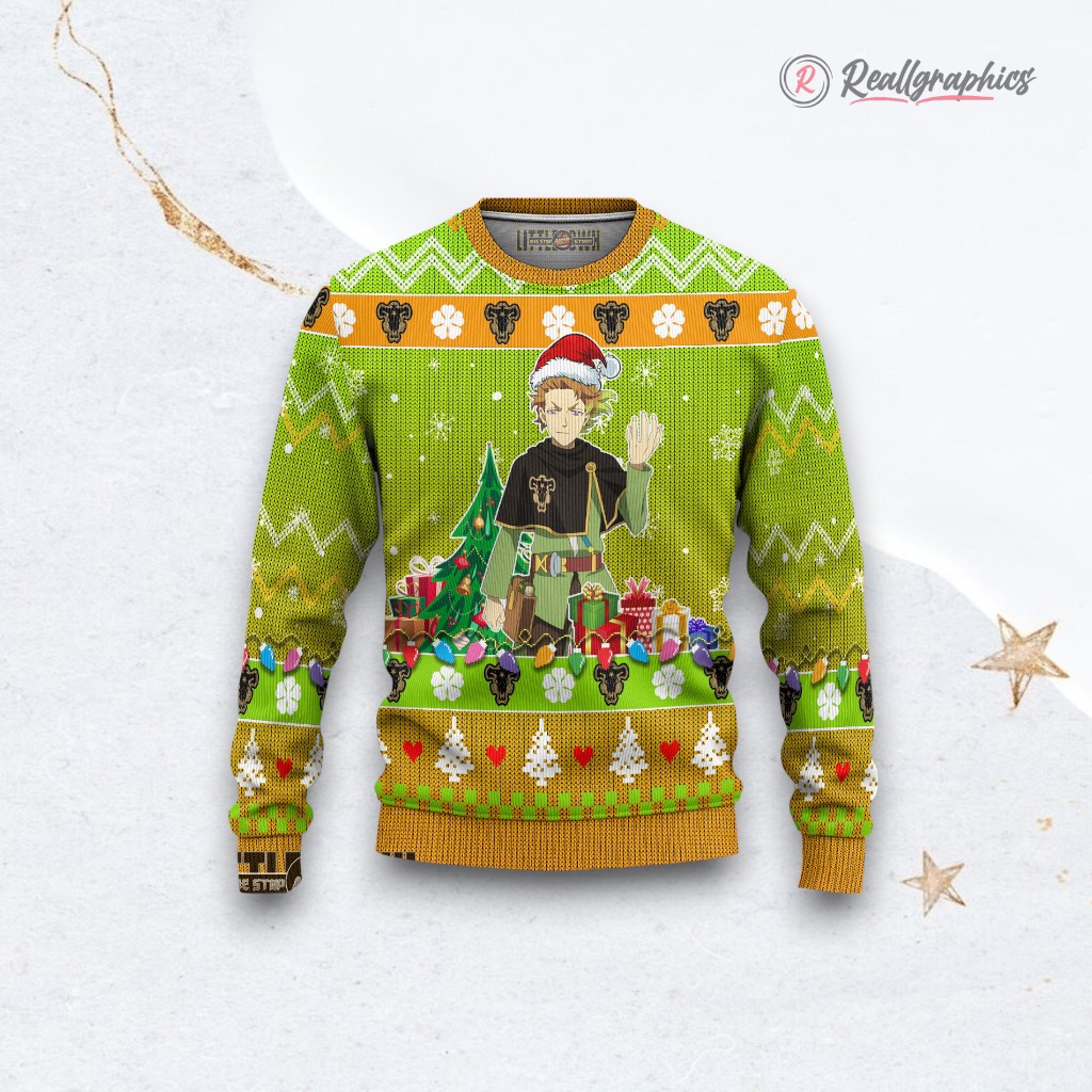 Black Clover Ugly Sweater Finral Xmas Ugly Sweatshirt, Sweater Black Clover Ugly Sweater Finral Xmas Ugly Sweatshirt, Sweater
